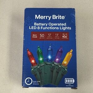 Merry Brite Multi-Color Battery Operated LED String Lights 8 functions 50 count